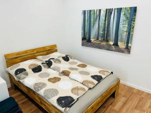 Llit o llits en una habitació de Central Sunny Apartment with Free Parking