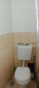 ein Bad mit einem weißen WC in einem Zimmer in der Unterkunft Camere in Copou in Iaşi