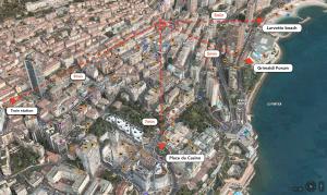 a map of a city with streets and buildings at Frontière Monaco, 2 pièces, centre Beausoleil in Beausoleil