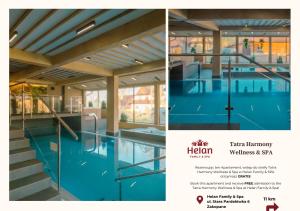 a collage of two photos of a swimming pool at WHY NOT Apartamenty rodzinne PANORAMA, ul. Rysulówka 138 i 138A in Kościelisko