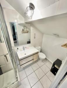 łazienka z umywalką i toaletą w obiekcie Charmante maison mitoyenne w mieście Melun