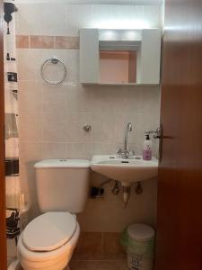 łazienka z toaletą i umywalką w obiekcie Pislis Rooms w mieście Kamena Wurla