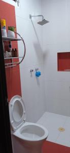a bathroom with a toilet and a shower at Un departamento a tu gusto in Valladolid