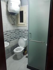 La salle de bains est pourvue de toilettes et d'un lavabo. dans l'établissement السكن الفاخر, au Caire