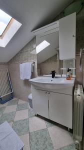 a bathroom with a white sink and a toilet at Apartmani Ritoša in Novigrad Istria