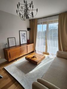 Posezení v ubytování SEASIDE TERRACE ekskluzywny apartament w stylu skandynawskim