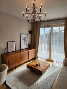 Posezení v ubytování SEASIDE TERRACE ekskluzywny apartament w stylu skandynawskim
