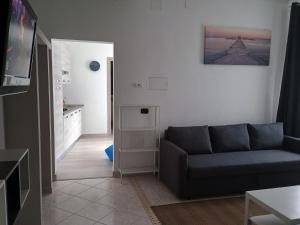 ein Wohnzimmer mit einem Sofa und einer Küche in der Unterkunft Casa Di Francesco in Velletri
