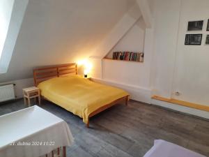 Postel nebo postele na pokoji v ubytování Skromný apartmán v centru Chebu, 3. Floor