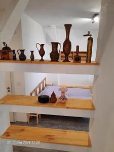 Postel nebo postele na pokoji v ubytování Skromný apartmán v centru Chebu, 3. Floor