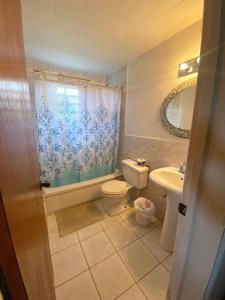een badkamer met een toilet en een wastafel bij Coconut house Charlestown nevis in Charlestown