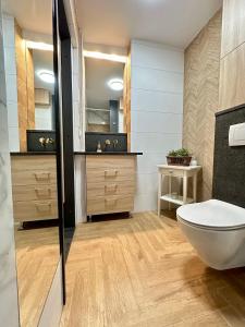 a bathroom with a toilet and a sink at Apartament Grottgera in Gdynia