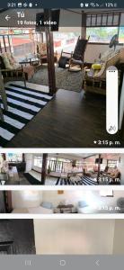 a collage of two pictures of a living room at La posada de nana in Alajuela City