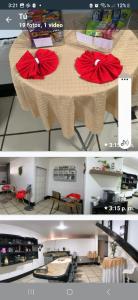 un collage di due immagini di un tavolo in una stanza di La posada de nana a Alajuela