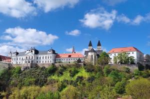 a large castle on top of a hill at Laza napok apartman - 1 in Veszprém