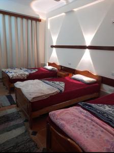 阿里什的住宿－قريه جرين لاند العريش，一间房间,有三张床