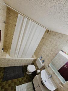 een badkamer met een toilet en een wastafel bij Sady2024 in Genève