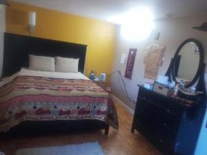 una camera con letto, cassettiera e specchio di ROOM for Rent a Mississauga