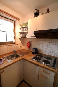 uma pequena cozinha com um lavatório e um fogão em Fewo 2 - Residenz Schauinsland -Sauna, E-Ladestation, Schauinsland- Todtnauberg, Liftverbund Feldberg em Todtnauberg
