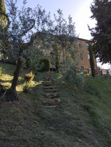 a stone path in front of a brick building at Rocca degli Olivi in San Gimignano