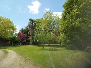 a grassy field with trees and a dirt road at La Canette de Phil - Chambre d'hôtes, Indépendante - Vue sur piscine in Samatan