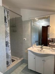 y baño con lavabo, ducha y bañera. en A Viterbo Terme "Casa Vacanze Al Melograno", en Viterbo