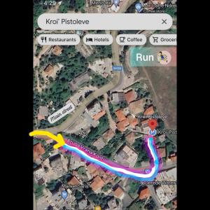 een screenshot van een google map van een weg bij Kroi'Pistolve in Krujë