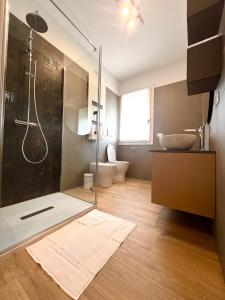 考特達蒂諾的住宿－LA ROSA DEL SILE，带淋浴、卫生间和盥洗盆的浴室