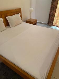 ein großes weißes Bett in einem Zimmer mit Fenster in der Unterkunft APPHIA SERVICES in Pointe-Noire