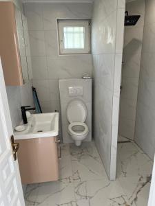 un piccolo bagno con servizi igienici e lavandino di Hajredinovic Villa a Sarajevo