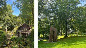 zwei Bilder von einem Haus und einem Baum in der Unterkunft Luxurious w/ beautiful location in Bergen