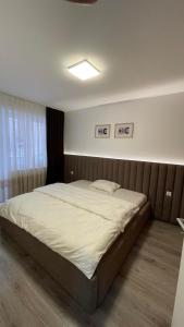 ein Schlafzimmer mit einem großen Bett in einem Zimmer in der Unterkunft Qendër in Ferizaj