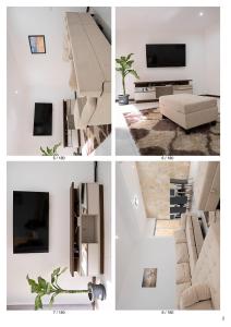 eine Collage mit vier Bildern eines Wohnzimmers in der Unterkunft Moradia Triplex in Praia