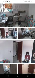 a collage of photos of a room with a room with a desk at Hostal puebla in Lomas de Angelopolis