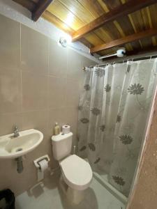 a bathroom with a toilet and a sink at Apartaestudio cerca a parque Zapatoca in Zapatoca