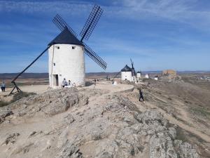 a windmill sitting on top of a hill at Casa Juana Michibert in Daimiel