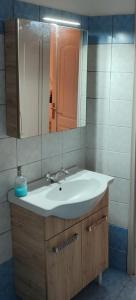 a bathroom with a sink and a mirror at Katerina Irida in Mérikhas +19 photos