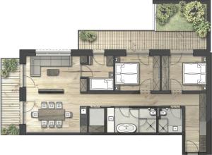 Plan piętra w obiekcie Gletscherblick- serviced apartments