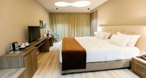 ein Hotelzimmer mit einem Bett und einem Fernseher in der Unterkunft Best Western Premier Ark Hotel in Tirana