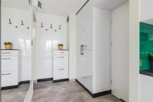 Kuchyň nebo kuchyňský kout v ubytování SuperApart Saska 48a, Sleek 6th-Floor Studio with Balcony & Elevator Access