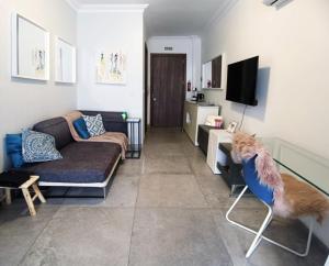 salon z kanapą i telewizorem w obiekcie Central 2BR Apartment with Balcony by Apricus Design w mieście Msida