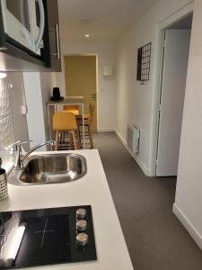 a kitchen with a sink and a counter top at Twenty Business Flats Jouy-en-Josas in Jouy-en-Josas