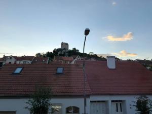 a street light on top of a roof at Nicolsburg in Mikulov