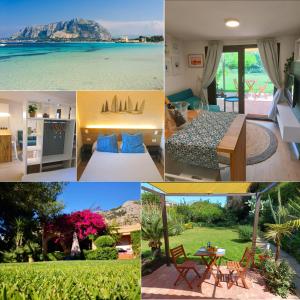un collage de fotos con vistas al océano en Cozy Suite&Lodge Mondello beach, en Palermo