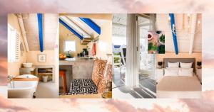 a collage of photos of a kitchen and a living room at Die Opstal house with Apartments in Paternoster