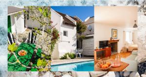 a collage of photos of a house and a pool at Die Opstal house with Apartments in Paternoster