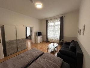 a living room with a couch and a table at Paky Appartements 00210 in Vienna