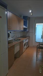 een keuken met een wastafel en een wasmachine bij Apartamento Pinseque in Pinseque