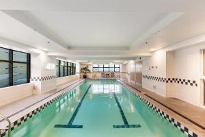 a large indoor pool with a swimming pool at Lovely studio room in Citylife Hotel in Auckland