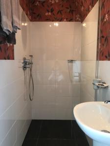 een badkamer met een douche en een wastafel bij Bed & Breakfast Diemerbrug in Amsterdam